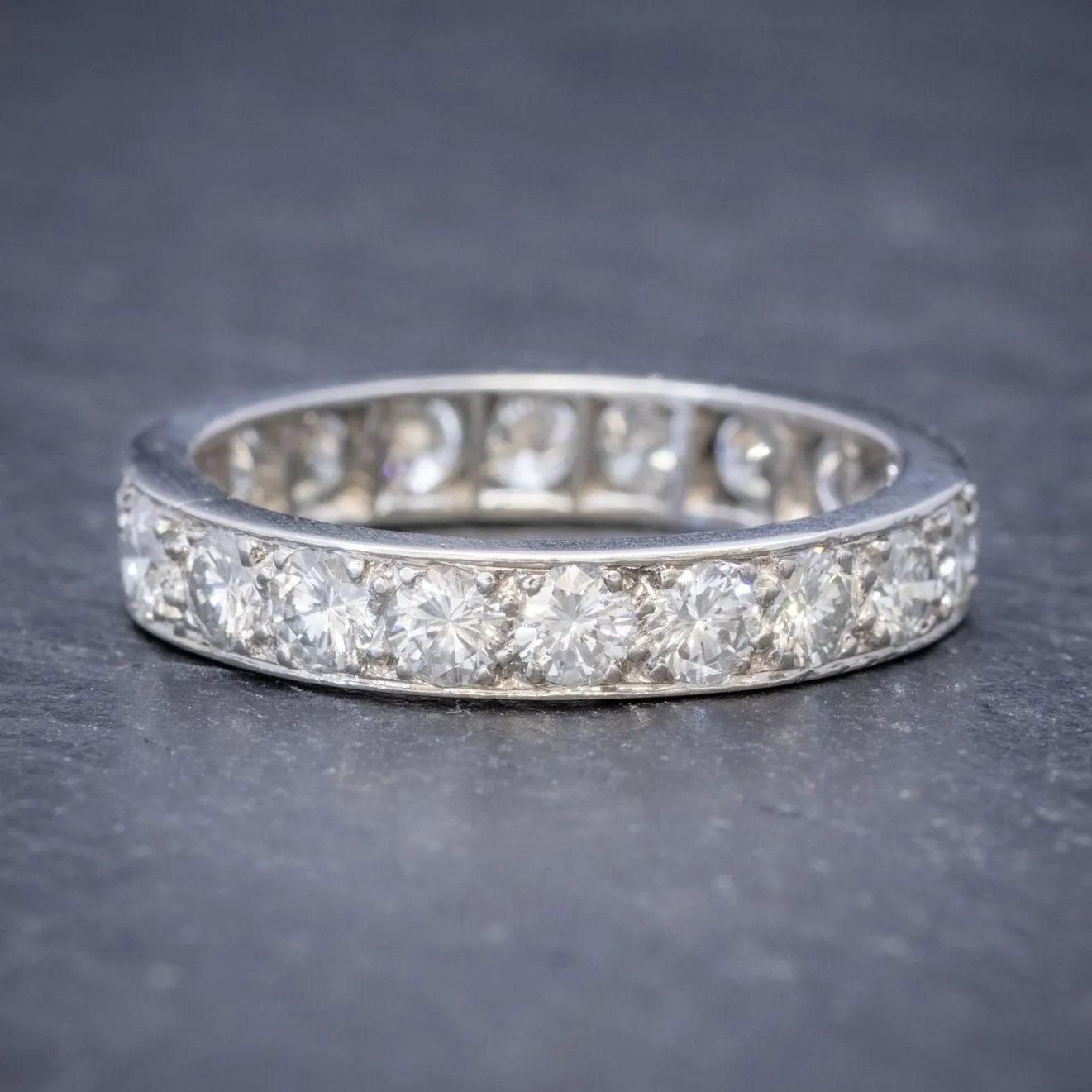 Vintage Full Diamond Eternity Ring 18Ct White Gold Circa 1920