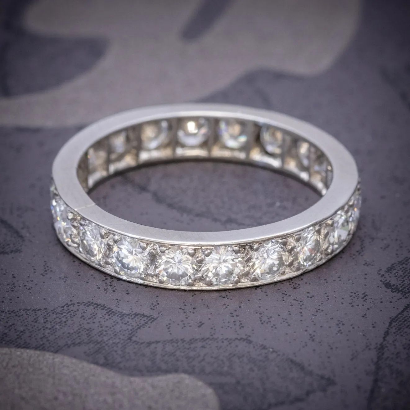Vintage Full Diamond Eternity Ring 18Ct White Gold Circa 1920