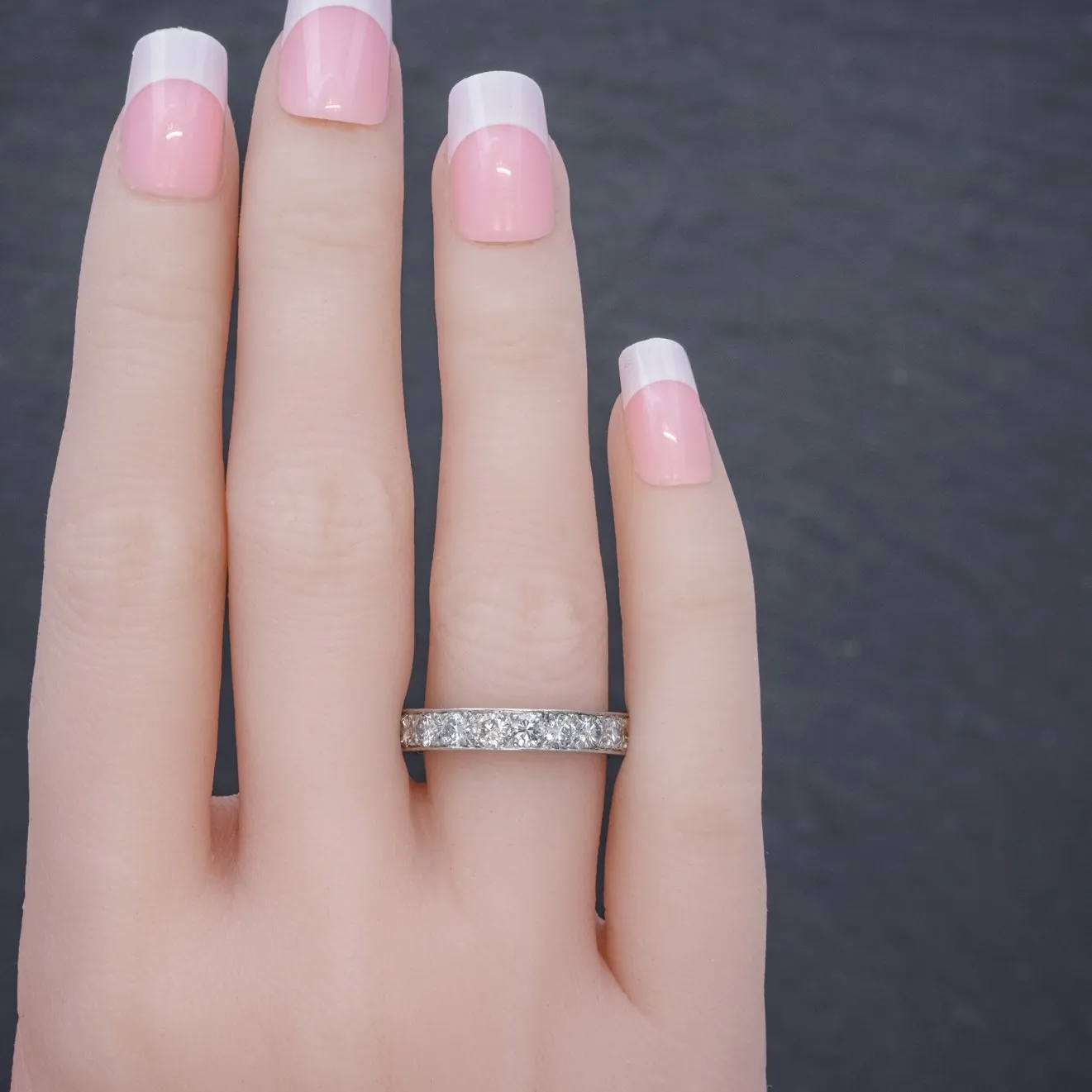 Vintage Full Diamond Eternity Ring 18Ct White Gold Circa 1920