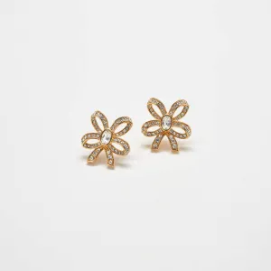 Vintage Pavé Gold Bow Earrings