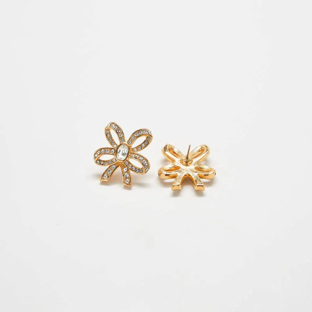 Vintage Pavé Gold Bow Earrings