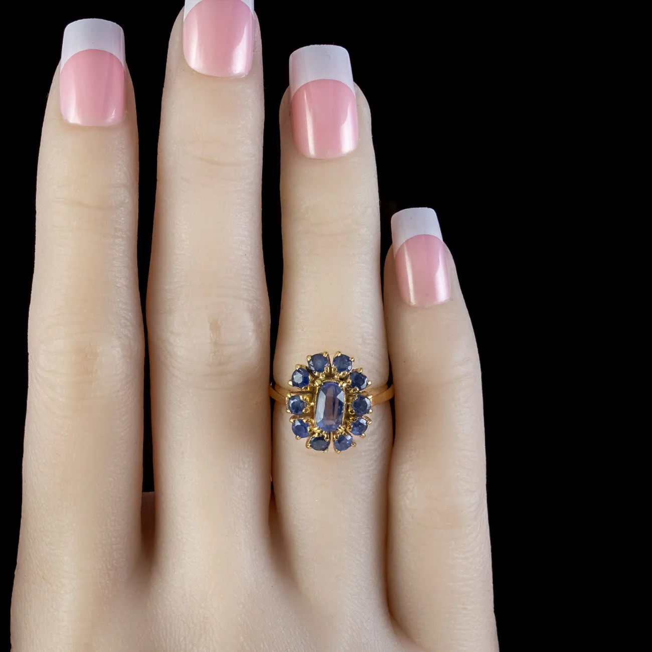Vintage Sapphire Cluster Ring 2ct Of Sapphire