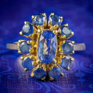 Vintage Sapphire Cluster Ring 2ct Of Sapphire