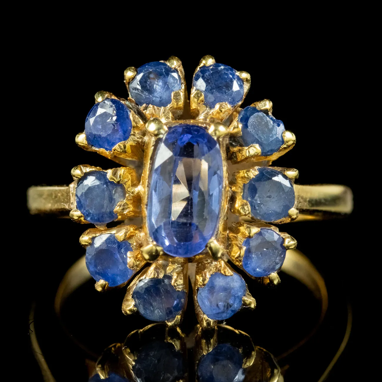 Vintage Sapphire Cluster Ring 2ct Of Sapphire