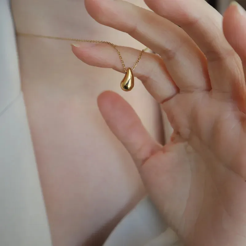 Water Droplets Pendant 304 Stainless Steel 18K Gold Plated Necklace