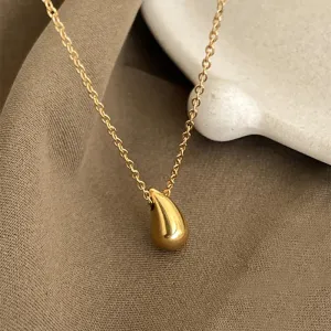 Water Droplets Pendant 304 Stainless Steel 18K Gold Plated Necklace