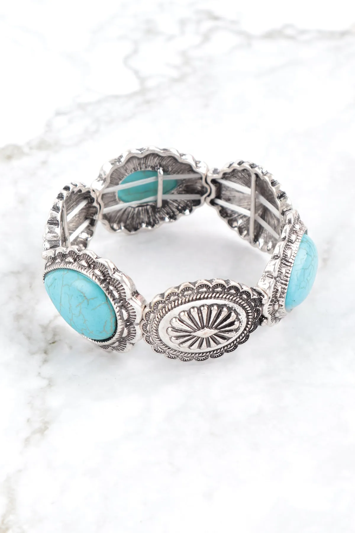WESTERN CONCHO WITH NATURAL STONE BRACELET