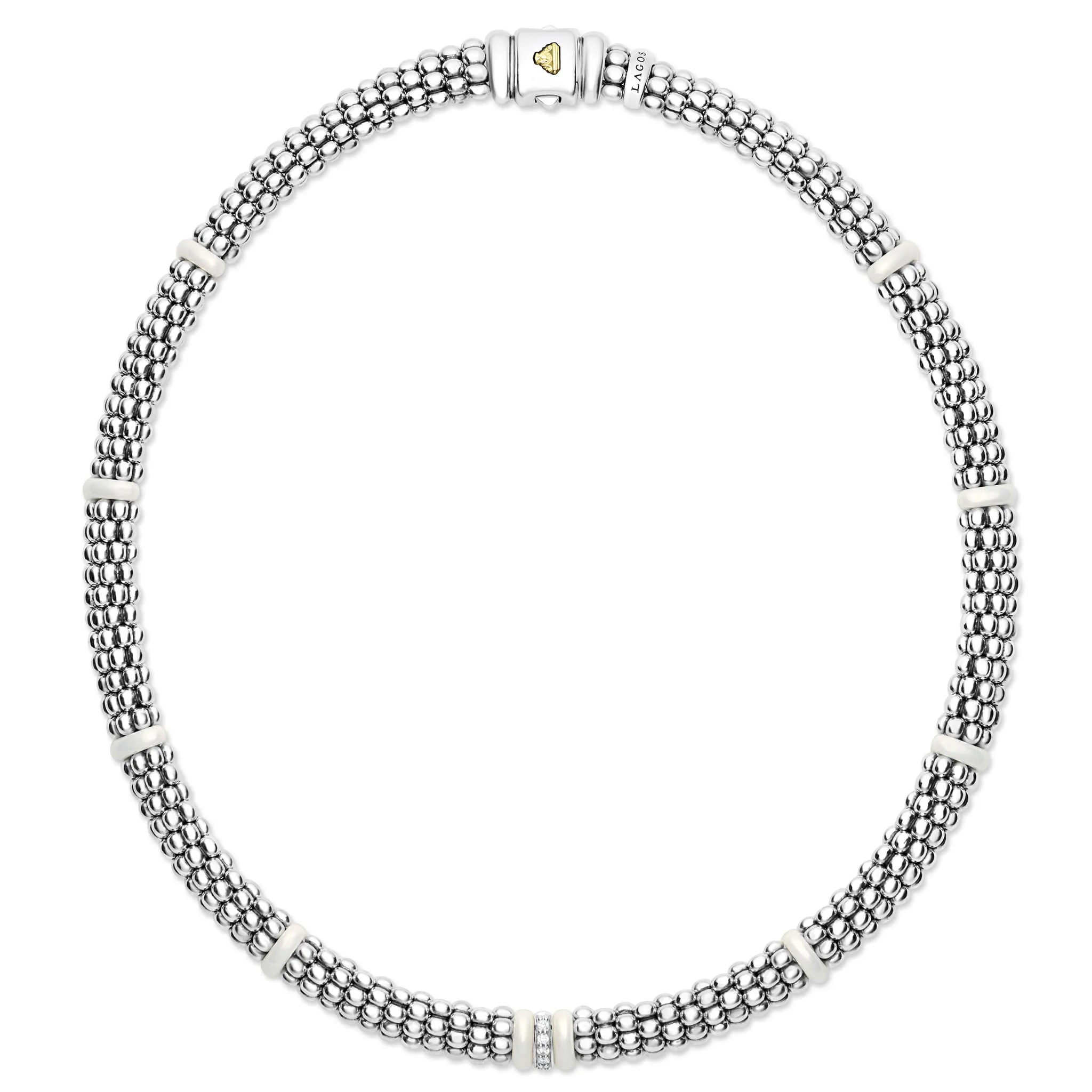 White Caviar White Single Station Diamond Caviar Necklace
