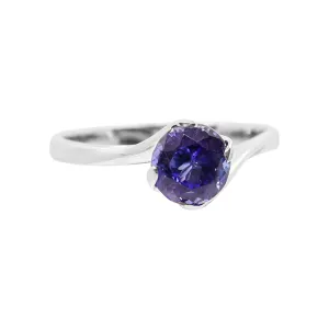 White Gold Tanzanite Solitaire Twisted Ring