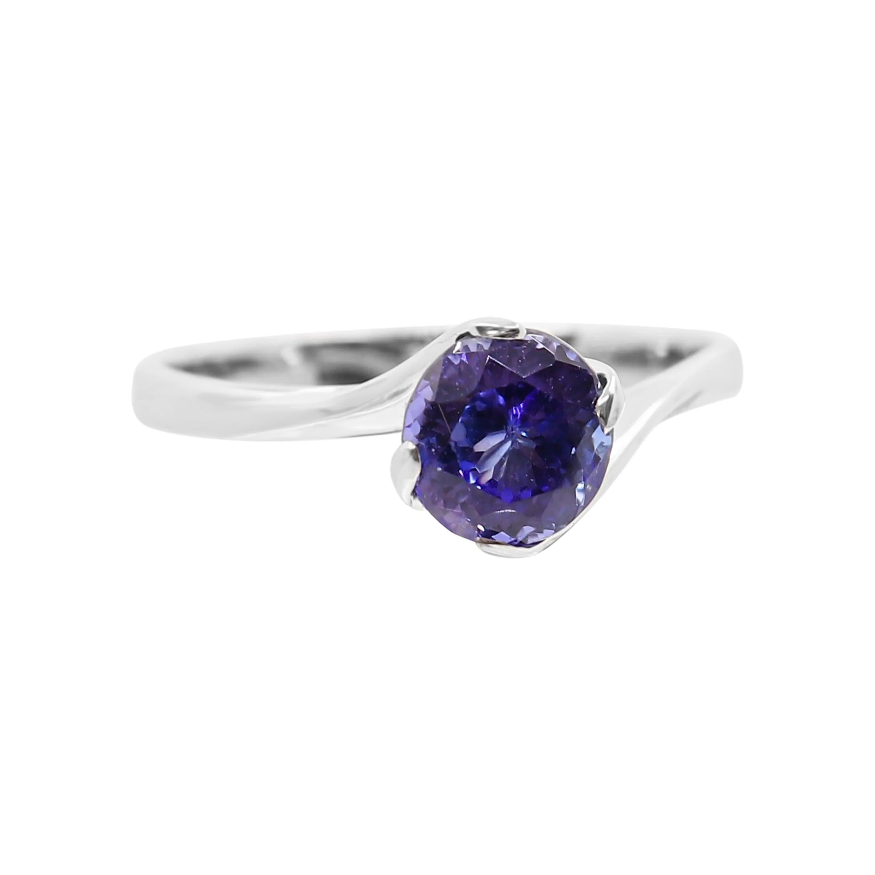 White Gold Tanzanite Solitaire Twisted Ring