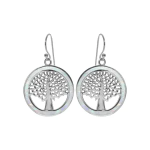 White opalique tree of life earrings