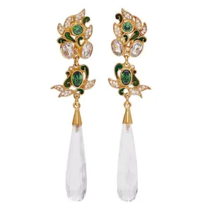 White Topaz And Crystal Drop Earrings