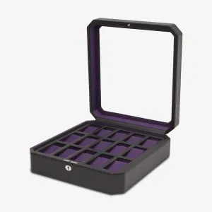 Wolf 1834 Windsor Black Leather 15 Piece Watch Box 458503