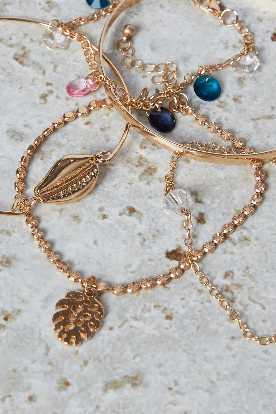 Women Gold Embellished Bracelet Set (5 Piece)