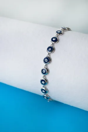 Wrap Around Handpainted Sterling Silver Evil Eye Bracelet