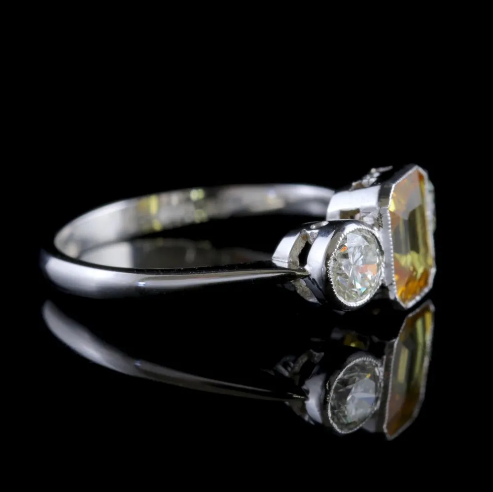 Yellow Sapphire Ring Diamond Trilogy Ring