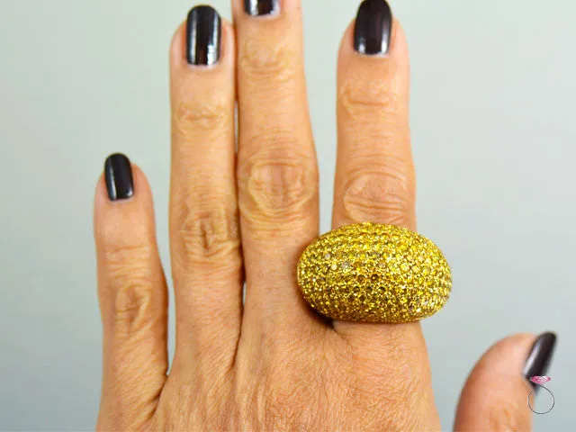Yellow Vivid Diamond 12 Carat Eternity XL Dome Ring in 18k