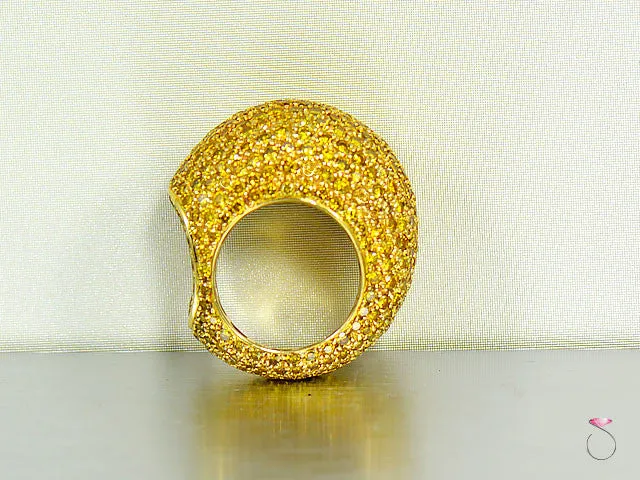 Yellow Vivid Diamond 12 Carat Eternity XL Dome Ring in 18k