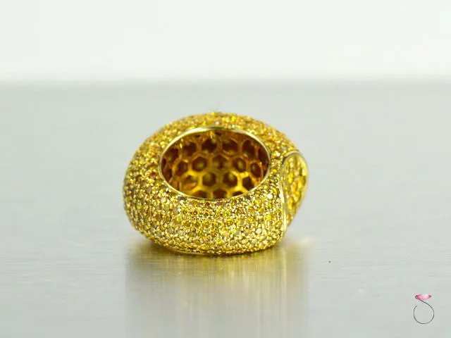 Yellow Vivid Diamond 12 Carat Eternity XL Dome Ring in 18k