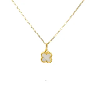 YG Plated Mother of Pearl Beaded Clover Necklace on 42 3cm Chain