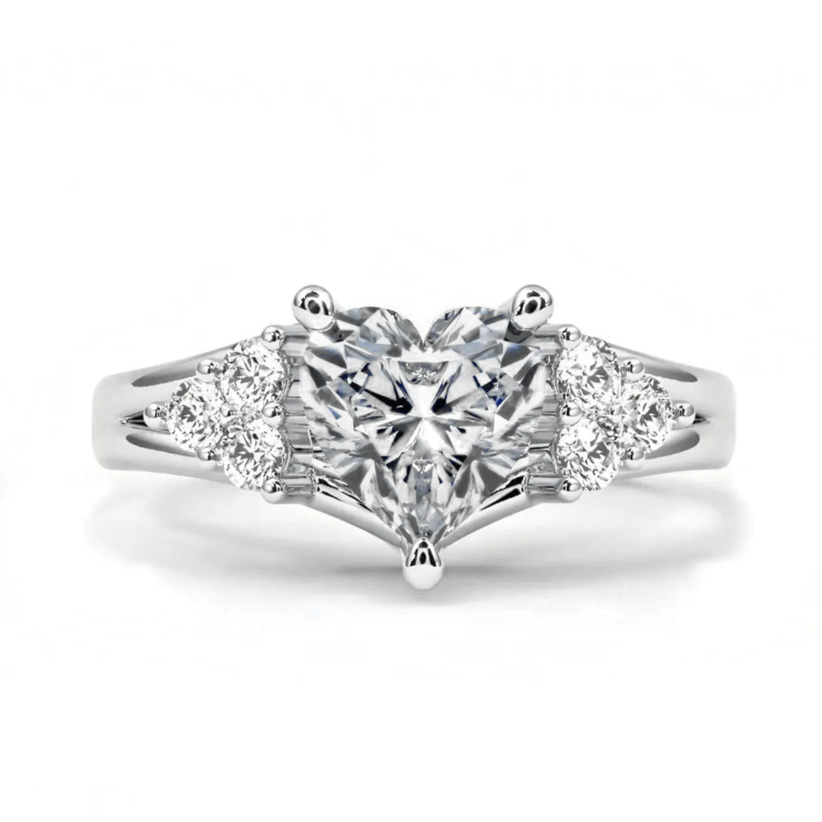 Zarkan White Diamond Pure Silver Love Ring