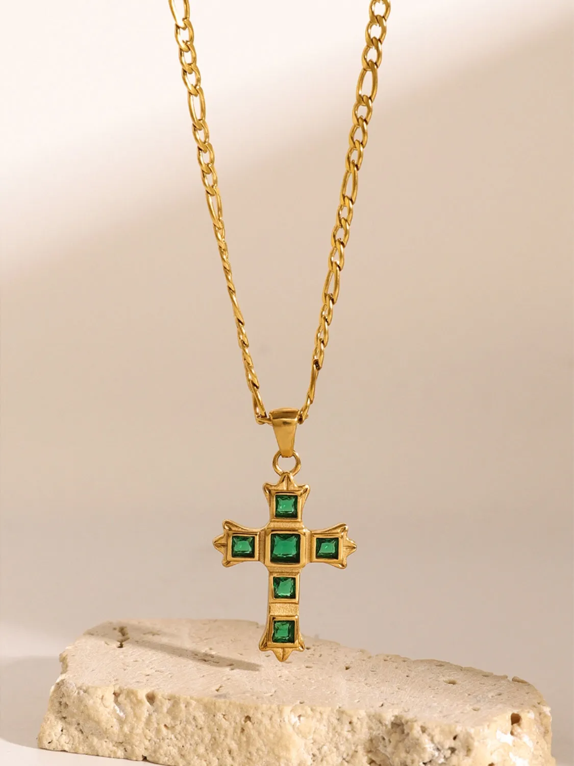 Zircon Cross Pendant Necklace