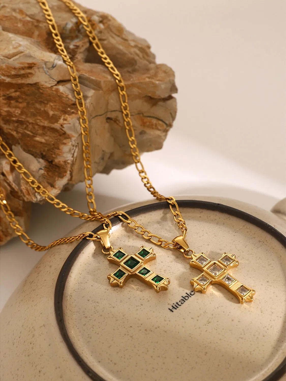 Zircon Cross Pendant Necklace